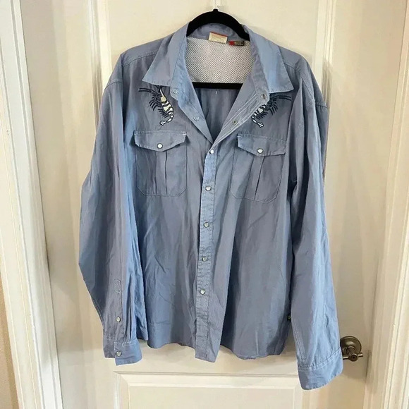 Howler Bros Rare Orginal Dancing Prawns Gaucho Snapshirt Size XL - Picture 1 of 4